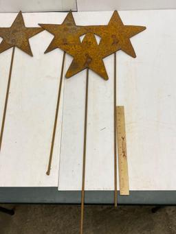 4 Metal Stakes Topped with Metal Stars