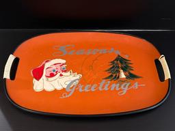 Vintage Orange "Season's Greetings" Santa Serving Platter