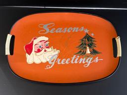 Vintage Orange "Season's Greetings" Santa Serving Platter