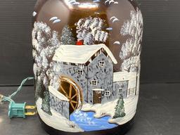 Paint Decorated Brown Gallon Jug with Lights Inside