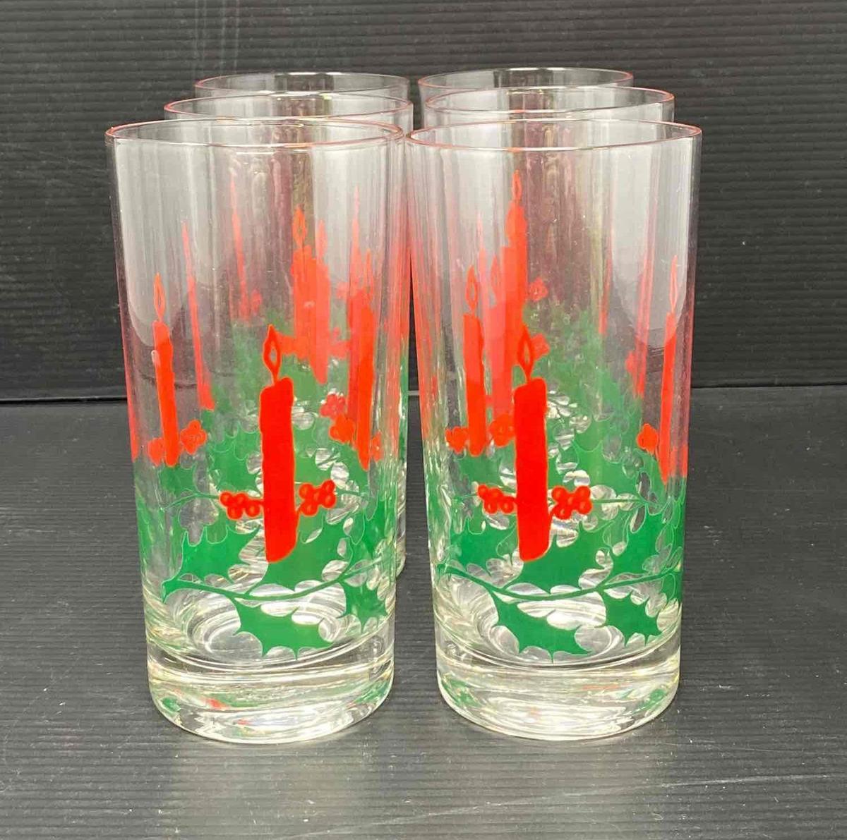 6 Christmas Themed Jelly Jar Style Glasses