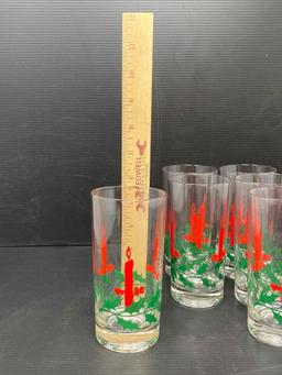 6 Christmas Themed Jelly Jar Style Glasses
