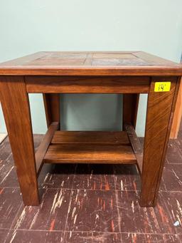 Wooden table with slate top