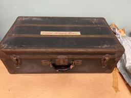 Antique Suitcase Type Chest with Vintage Wedding Gown and Trousseau