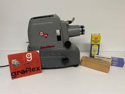 Graflex School Master Model 100 film projector with bulbs