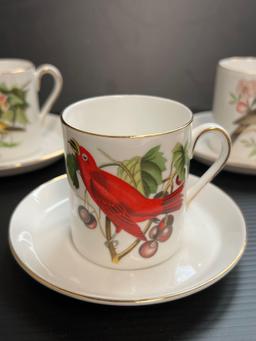 Set of 4 Audubon cups and saucers