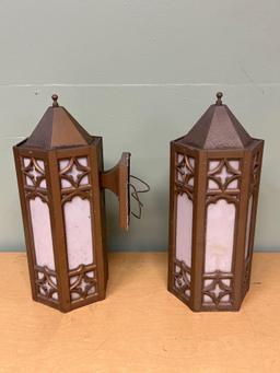 2 Gothic Hexagonal Outdoor Wall-Mounted Sconce Antique Lights