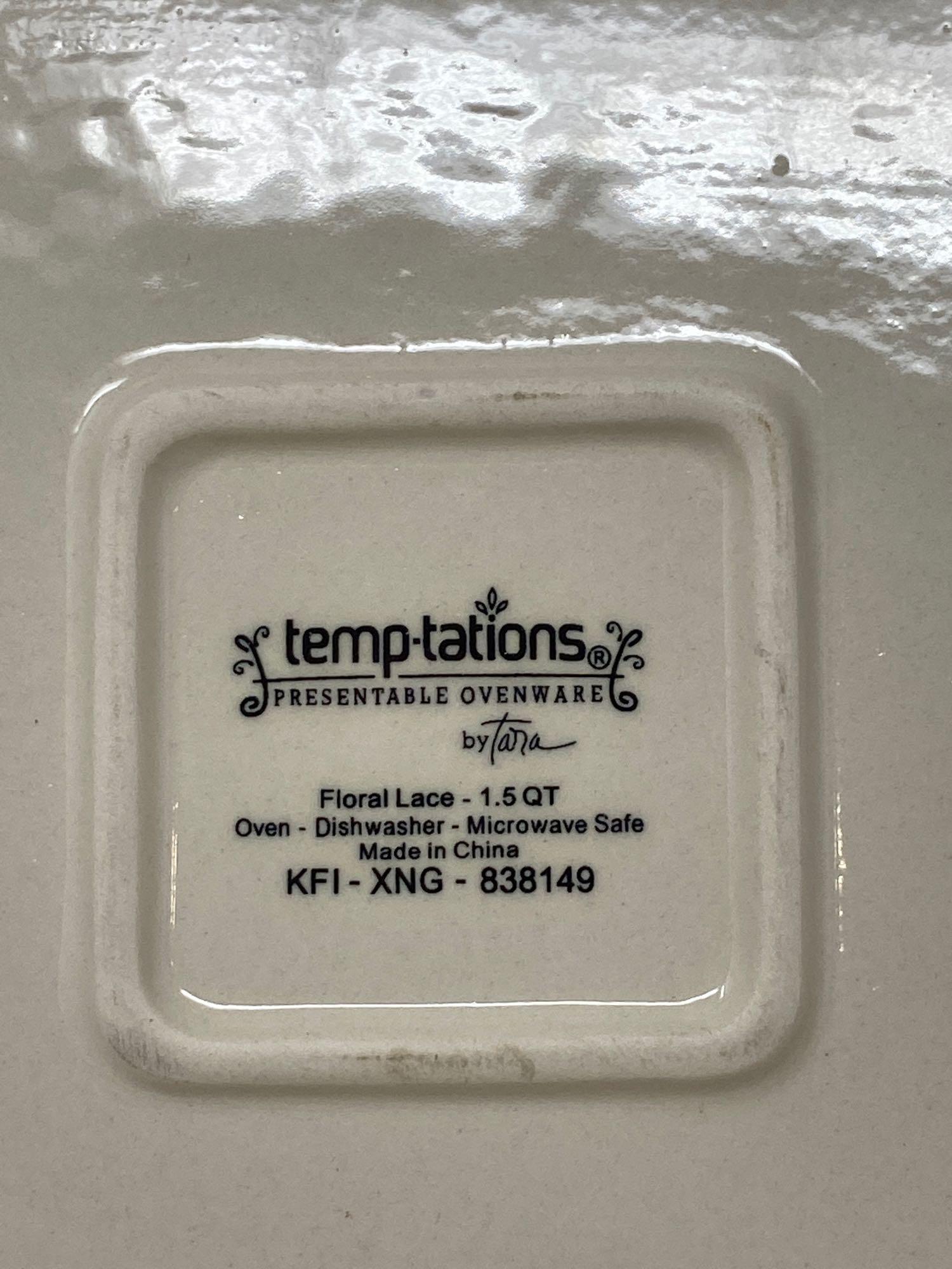 Temptations Food Storage Containers- Square, Rectangular and 3 Small Rounds- All with Lids