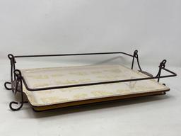 3 Temptations Platters, One in Wrought Iron Holder