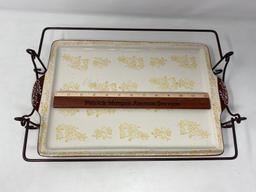 3 Temptations Platters, One in Wrought Iron Holder