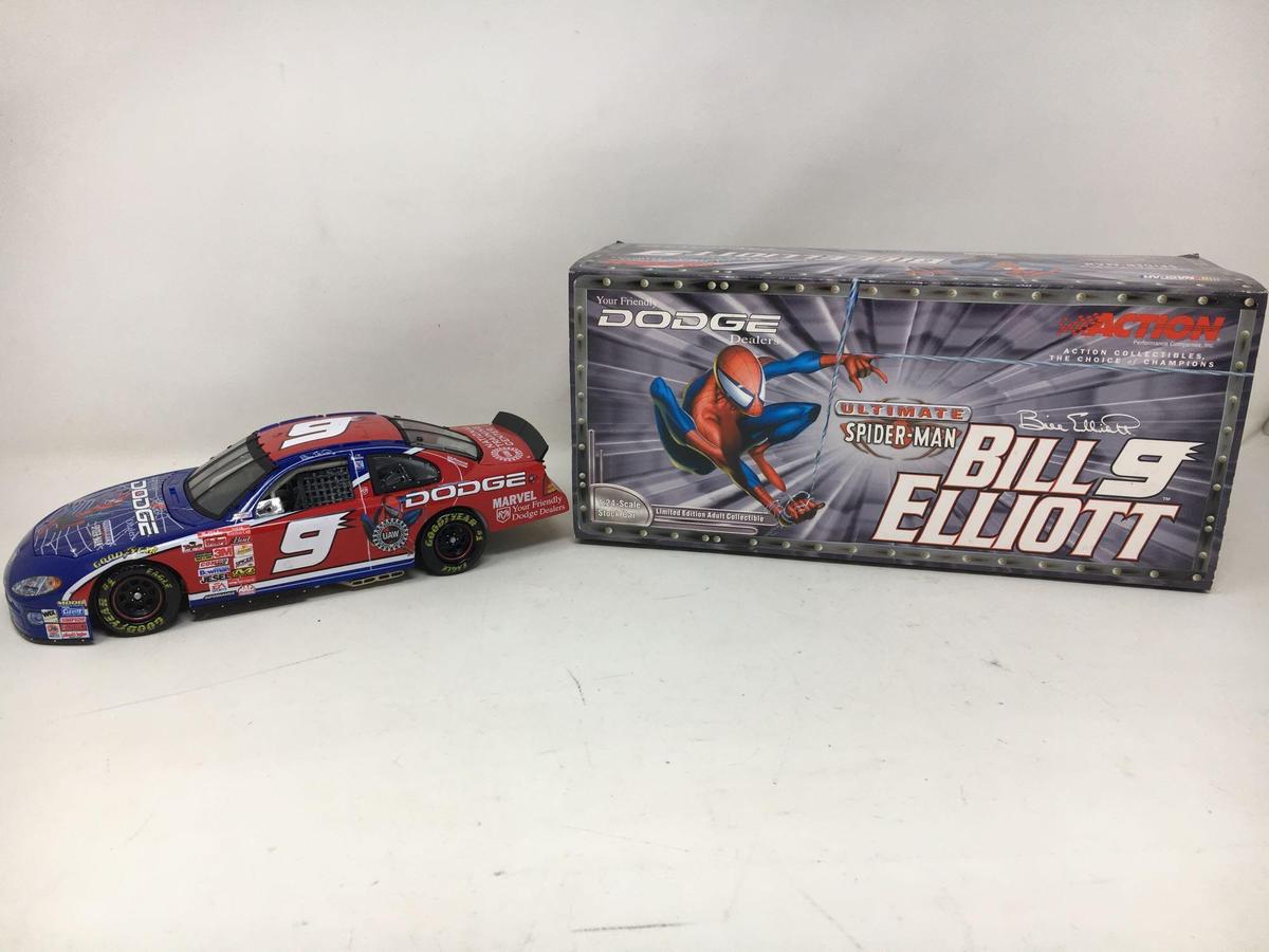 Dodge Dealers Ultimate Spiderman Bill Elliott #9 1:24 Scale Stock Car with Box