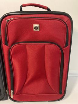 2 Wheeled Suitcases- Dark Gray and Red