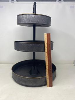 3-Tiered Galvanized Table Top Stand