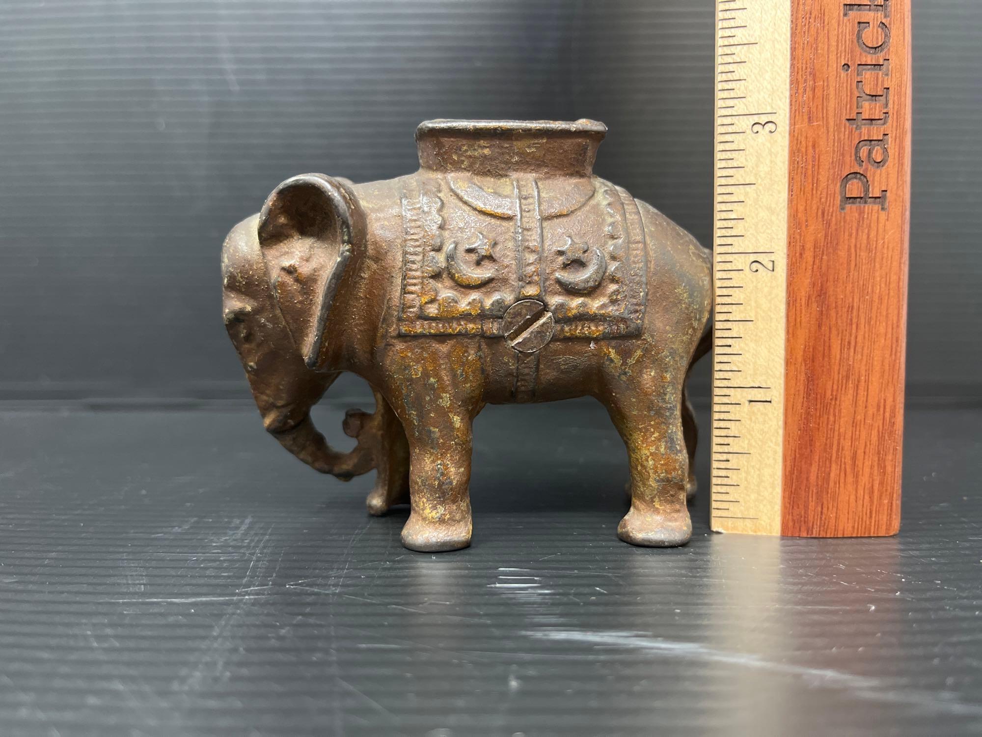 Antique Cast Metal Circus Elephant Bank