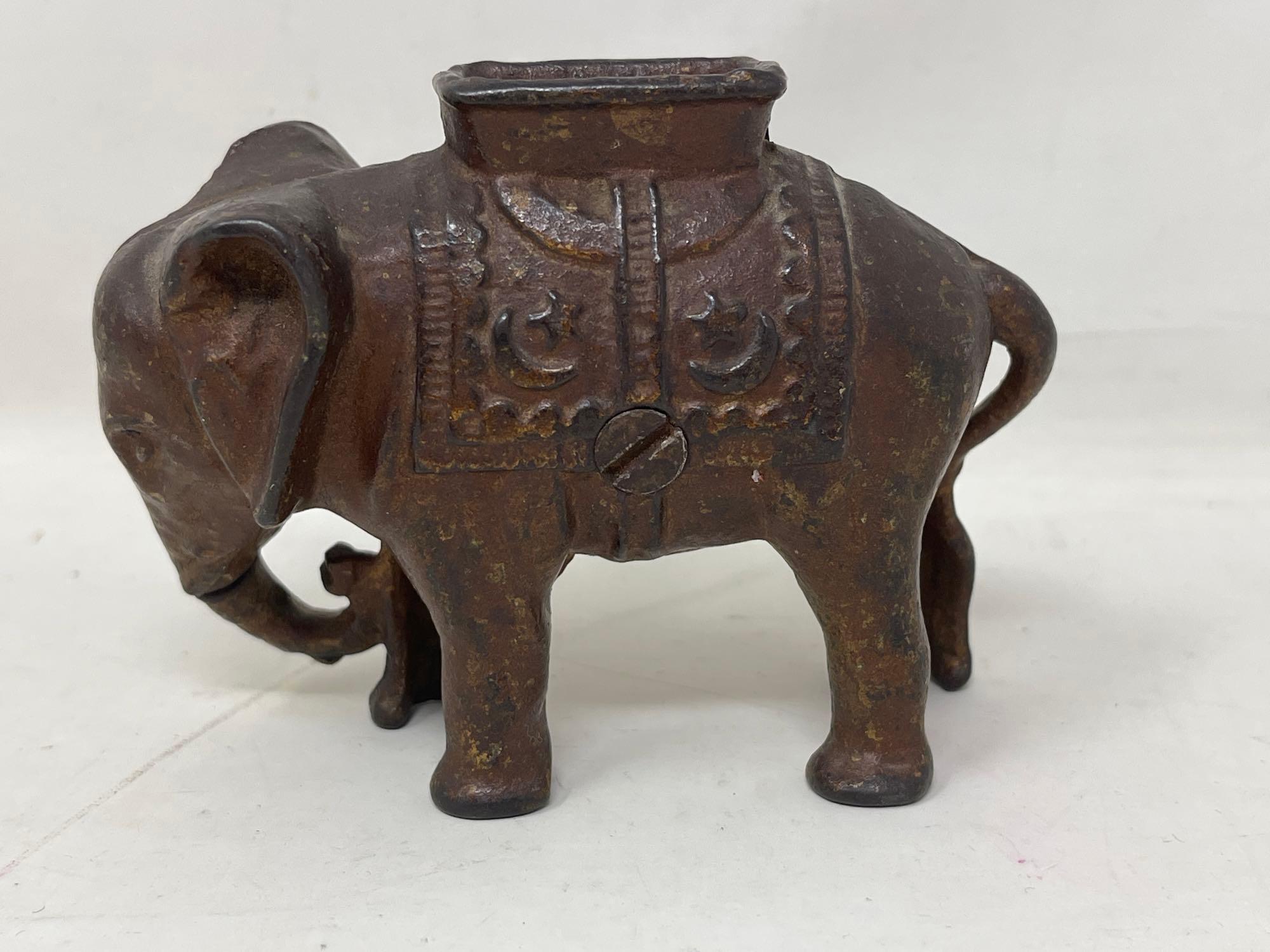 Antique Cast Metal Circus Elephant Bank