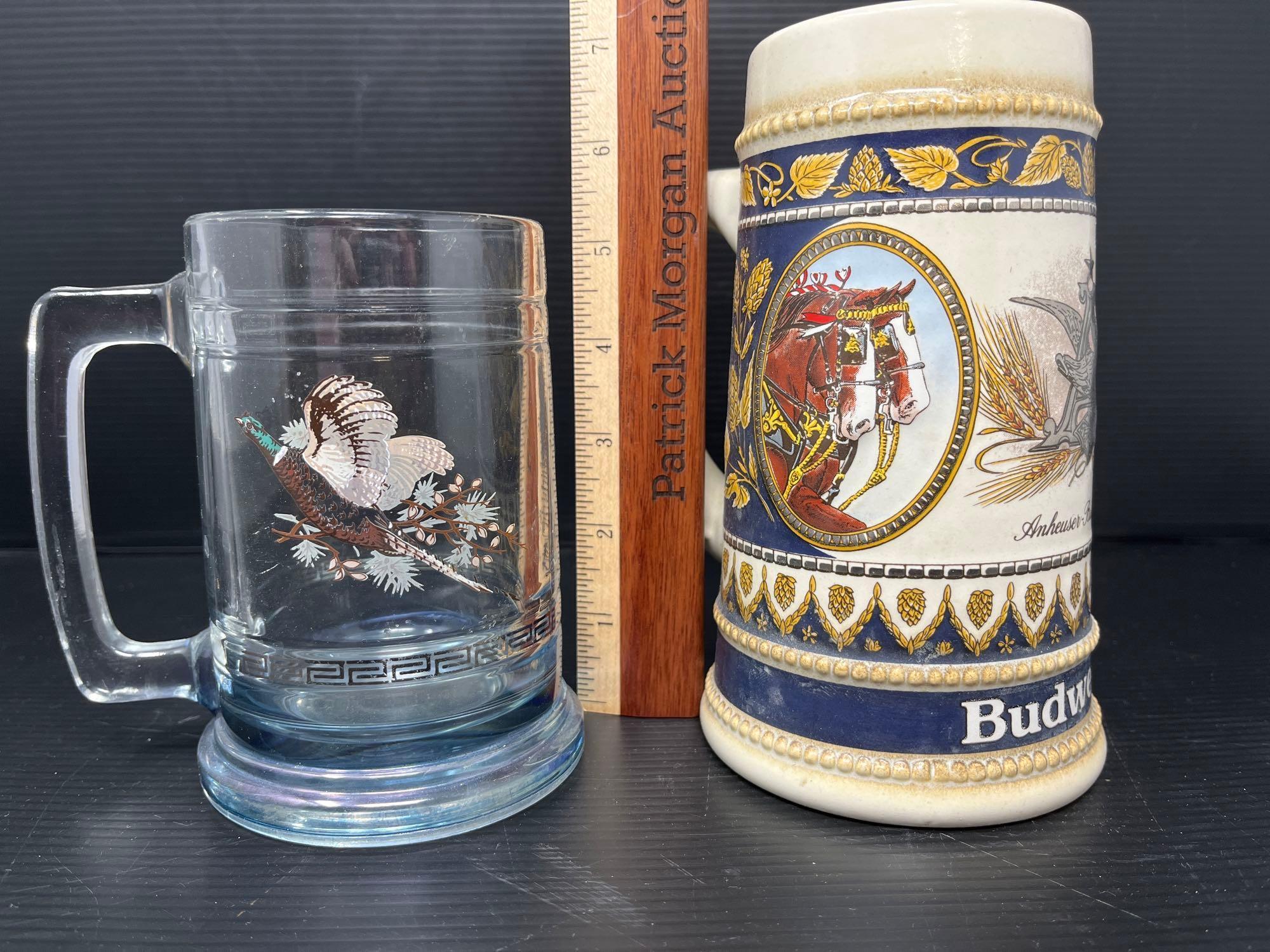 Budweiser and Flying Pheasant Steins