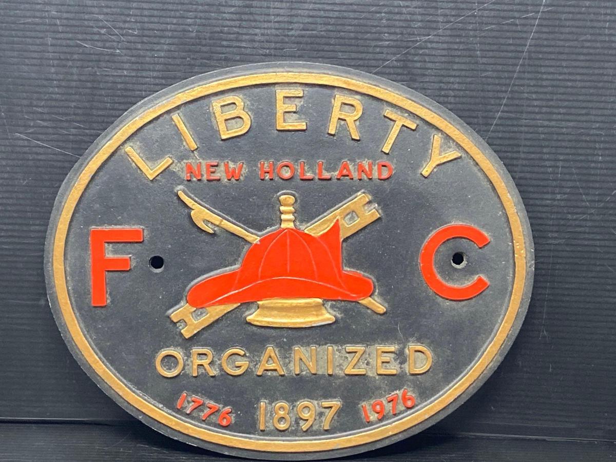 Cast Metal Fire Company Bicentennial Plaque "Liberty FC, New Holland"