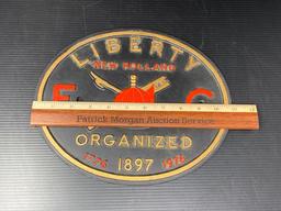 Cast Metal Fire Company Bicentennial Plaque "Liberty FC, New Holland"