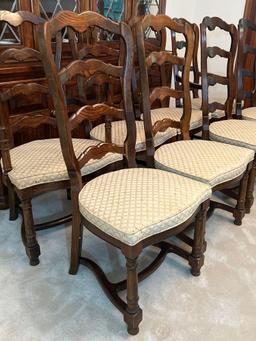 8 Upholstered Vintage 1970's Country French Ladder Back Dining Room Chairs by Century Furniture