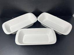 3 Fluted White Rectangular Baking Dishes