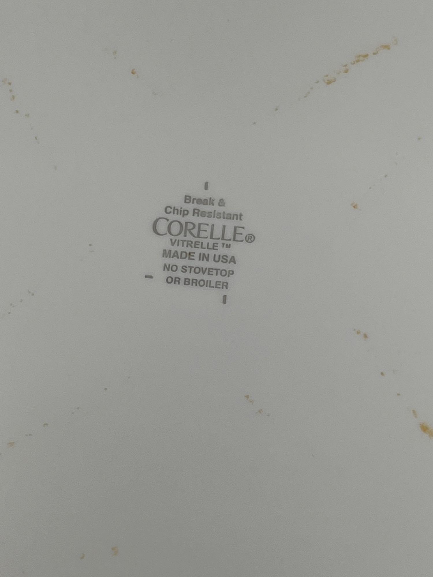 2 Partial Sets of Corelle Dishes- One is Round with Design Around Edge, Other is Square with Florals