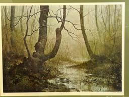 Framed, Signed, and Matted Print of Trees by Creek "Misty Woodland" by Lorene Kohut