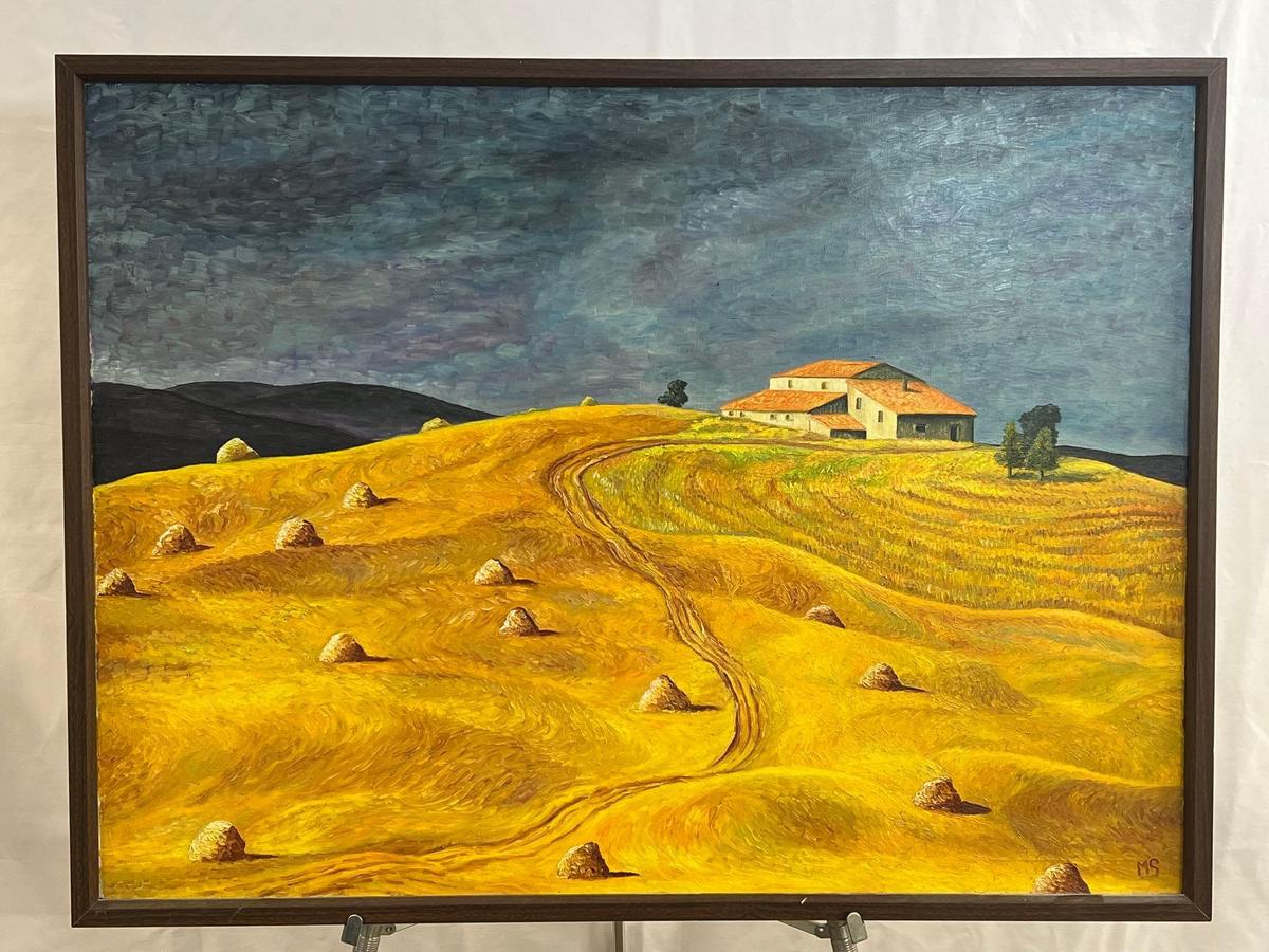 Framed Oil on Canvas "Paysage en Tuscany...Italie...1970"