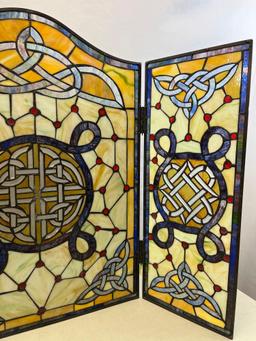 3-Panel Stained Glass with Celtic Knots Design