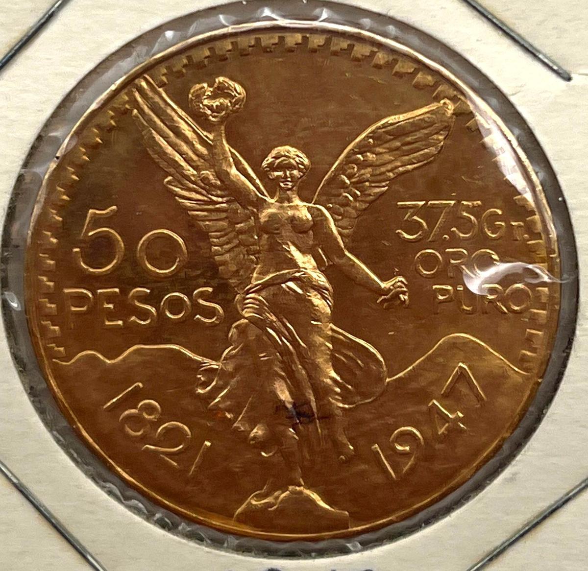 Mexican 50 Peso Gold Coin, 1947