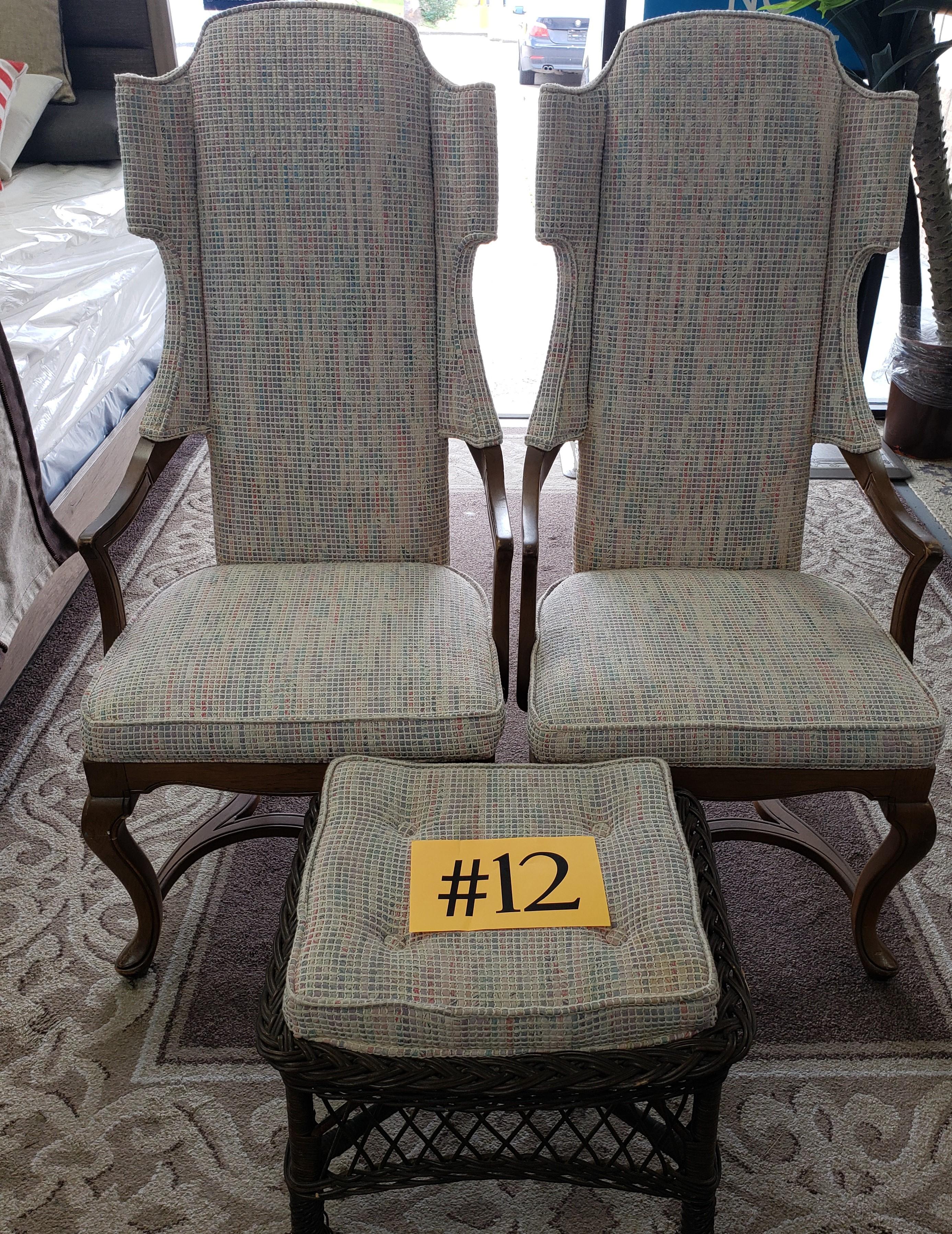 Set of 2 Chairs w/ Matching Ottoman