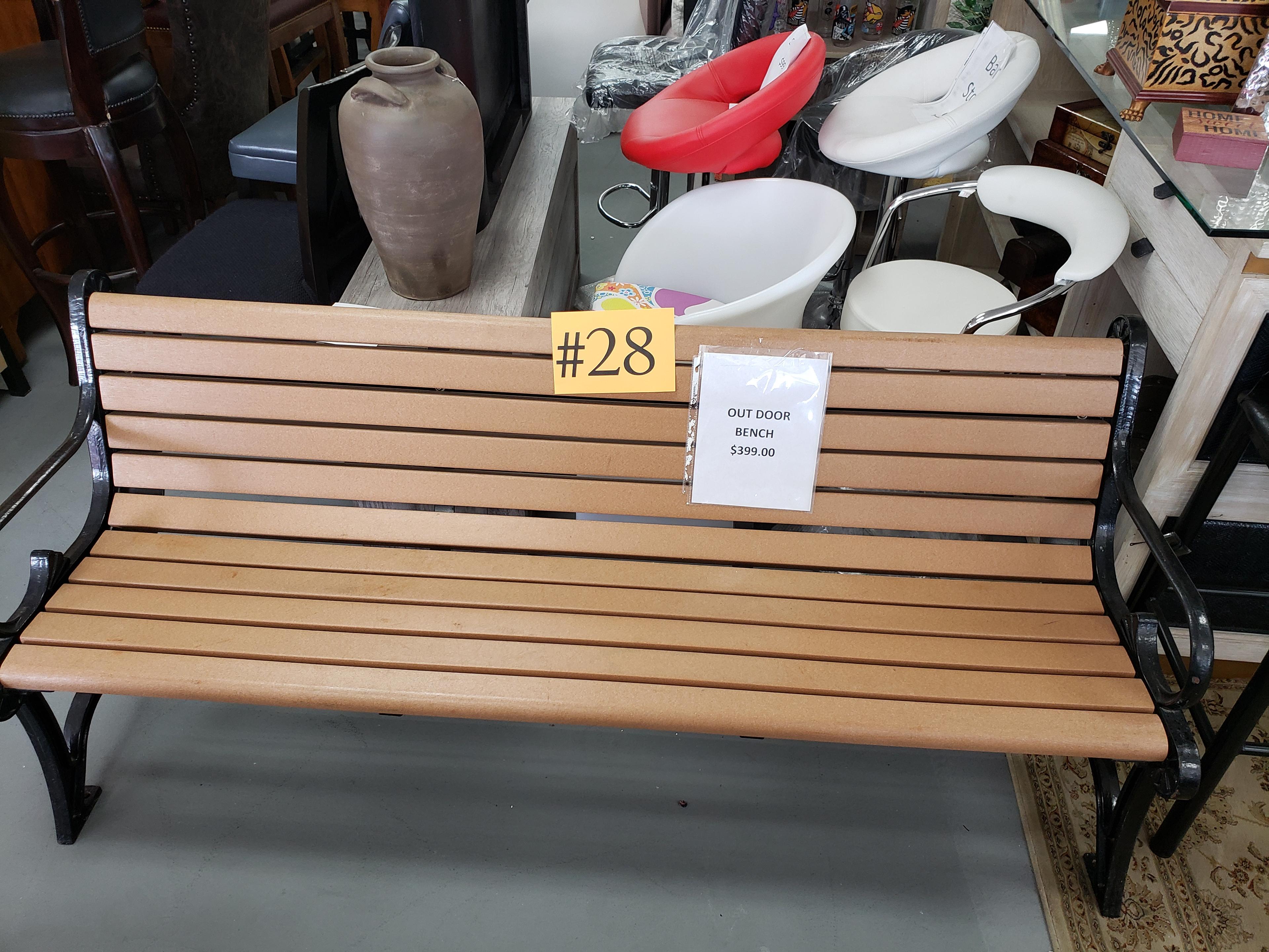 Outdoor Iron Frame Composite Wood Bench