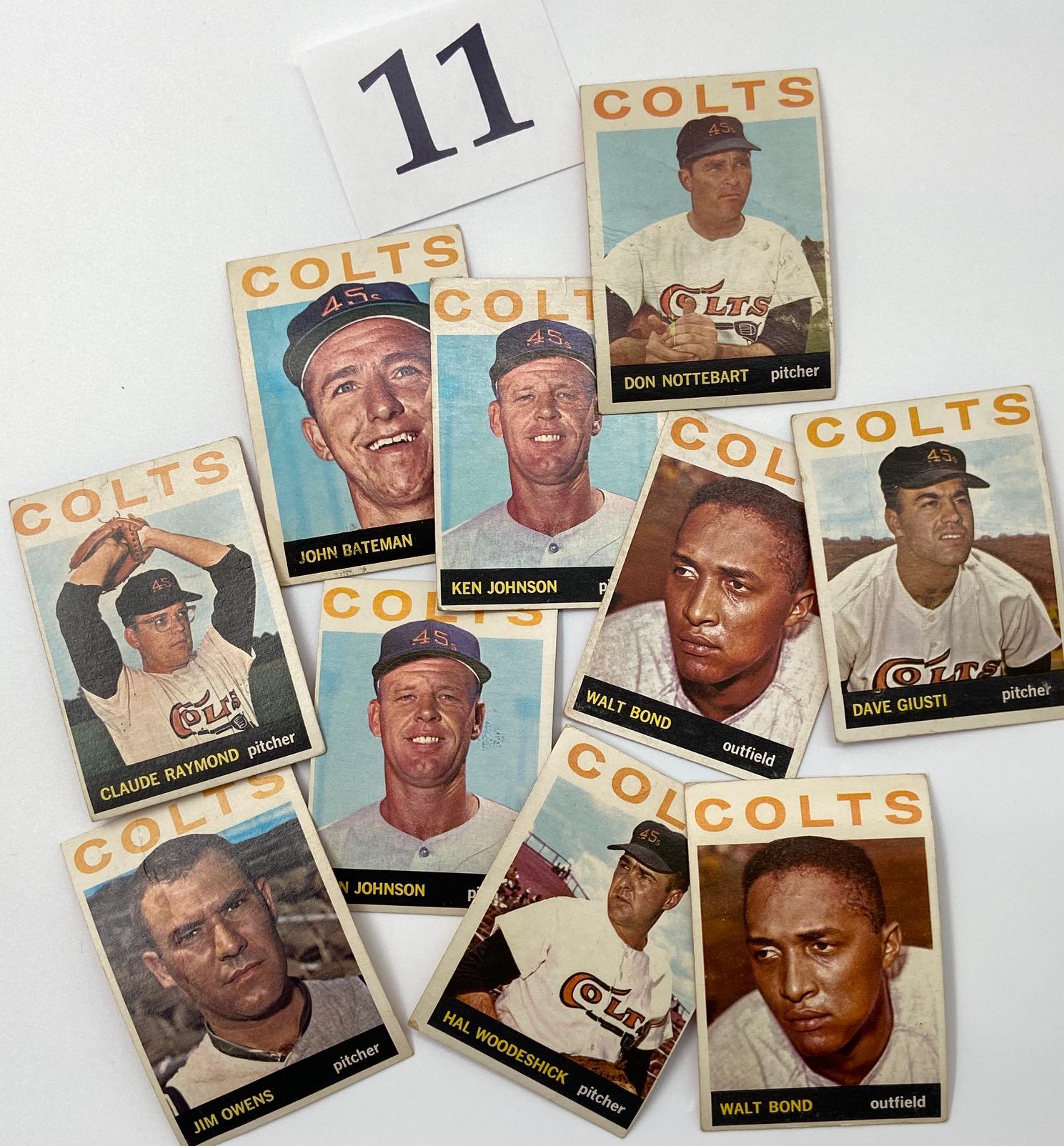 TEN 1964 HOUSTON COLTS BASEBALL CARDS