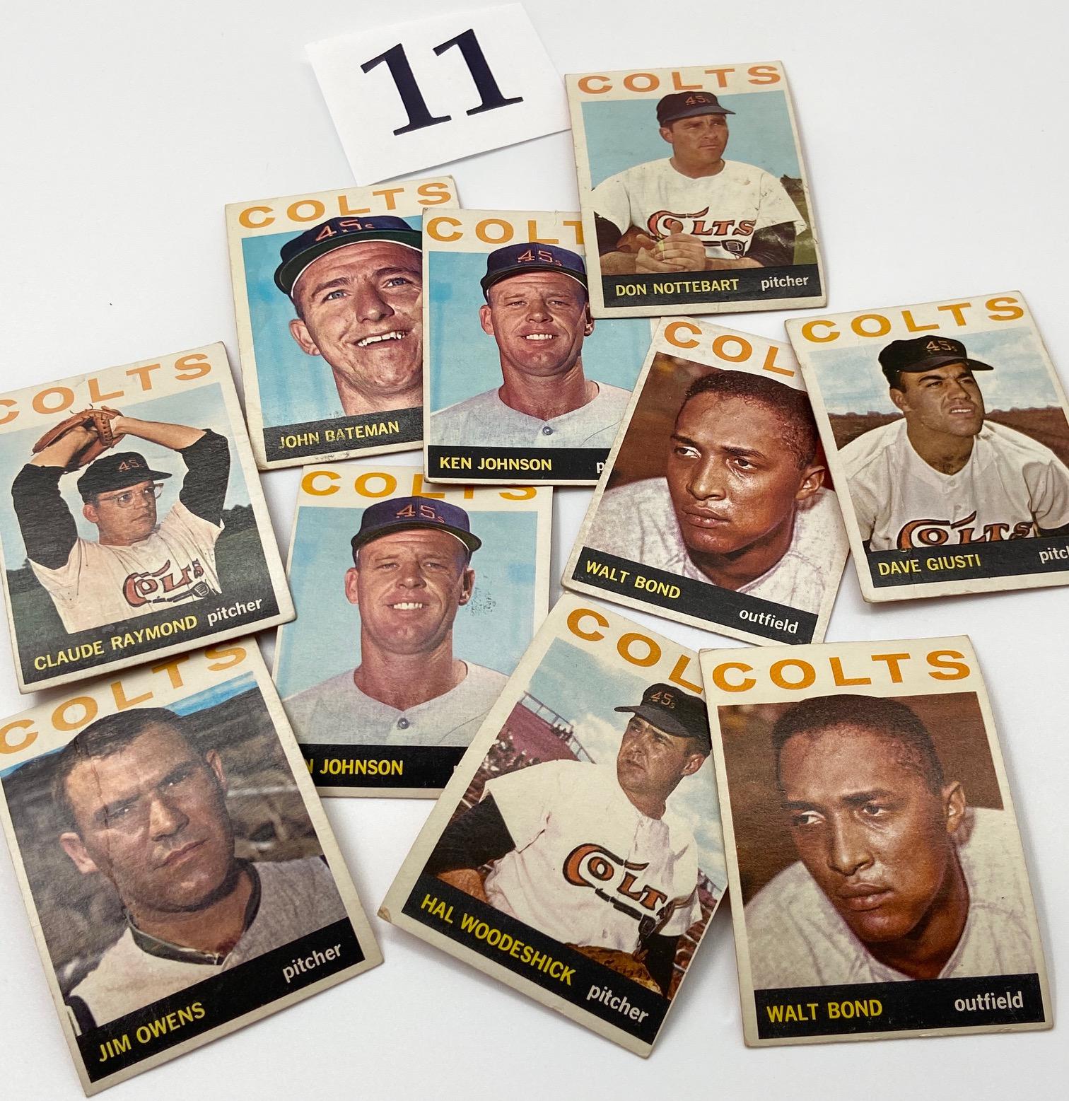 TEN 1964 HOUSTON COLTS BASEBALL CARDS