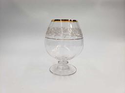 Set of 11 Mikasa "Antique Lace" Gold Rim Crystal Snifter