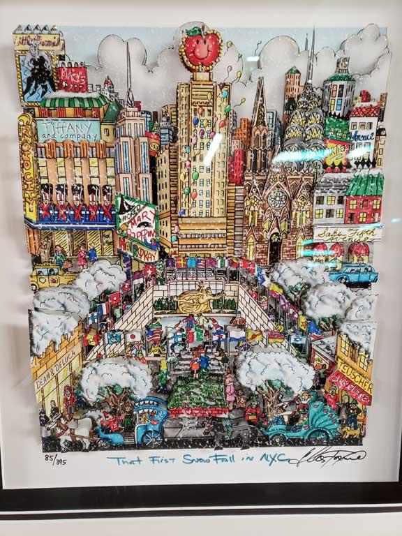 "That First Snowfall on NYC" Pop 3-D Art by Charles Fazzino 85/395