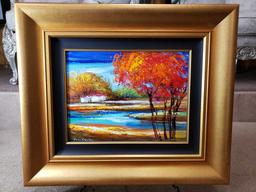 Framed Oil on Canvas "Breezy Fall Day" by Michael Milkin