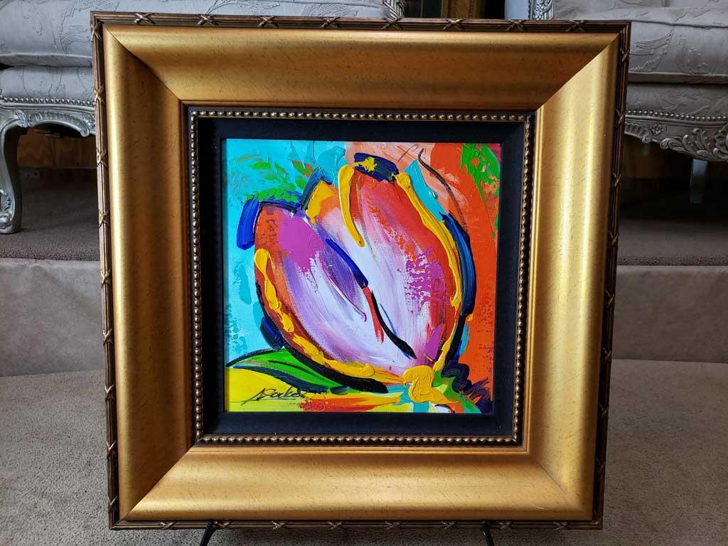 Framed "Tulip Surprise" by Alfred Gockel Oil on Canvas