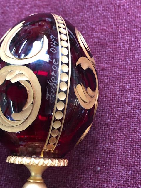 4 - signed Faberge Eggs - Ruby, Emerald and Gold