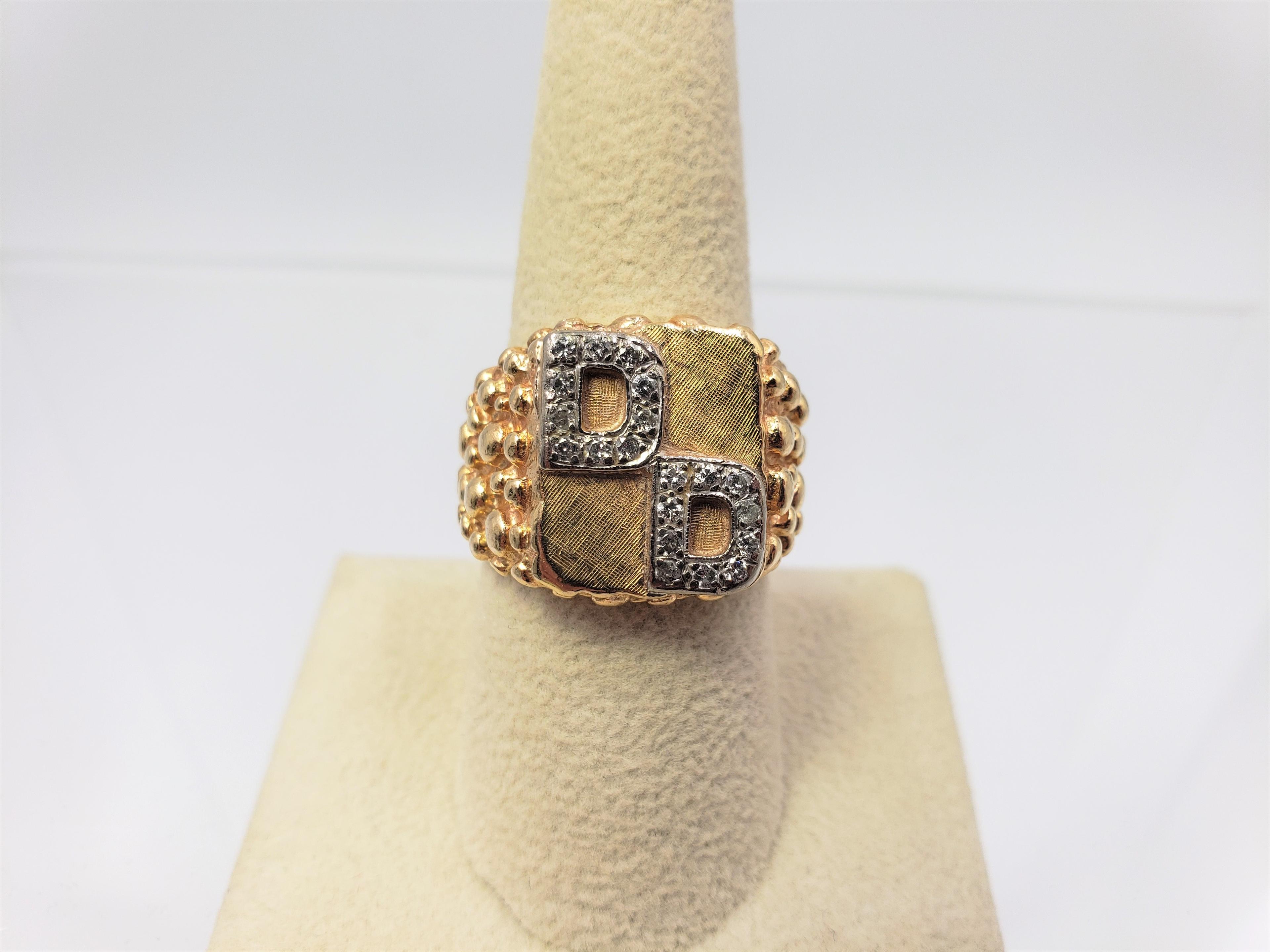 14KT YELLOW GOLD INITIAL DIAMOND RING