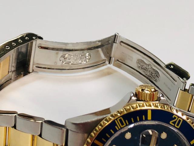 TWO TONE SUBMARINER ROLEX WATCH WITH BLUE DIAL