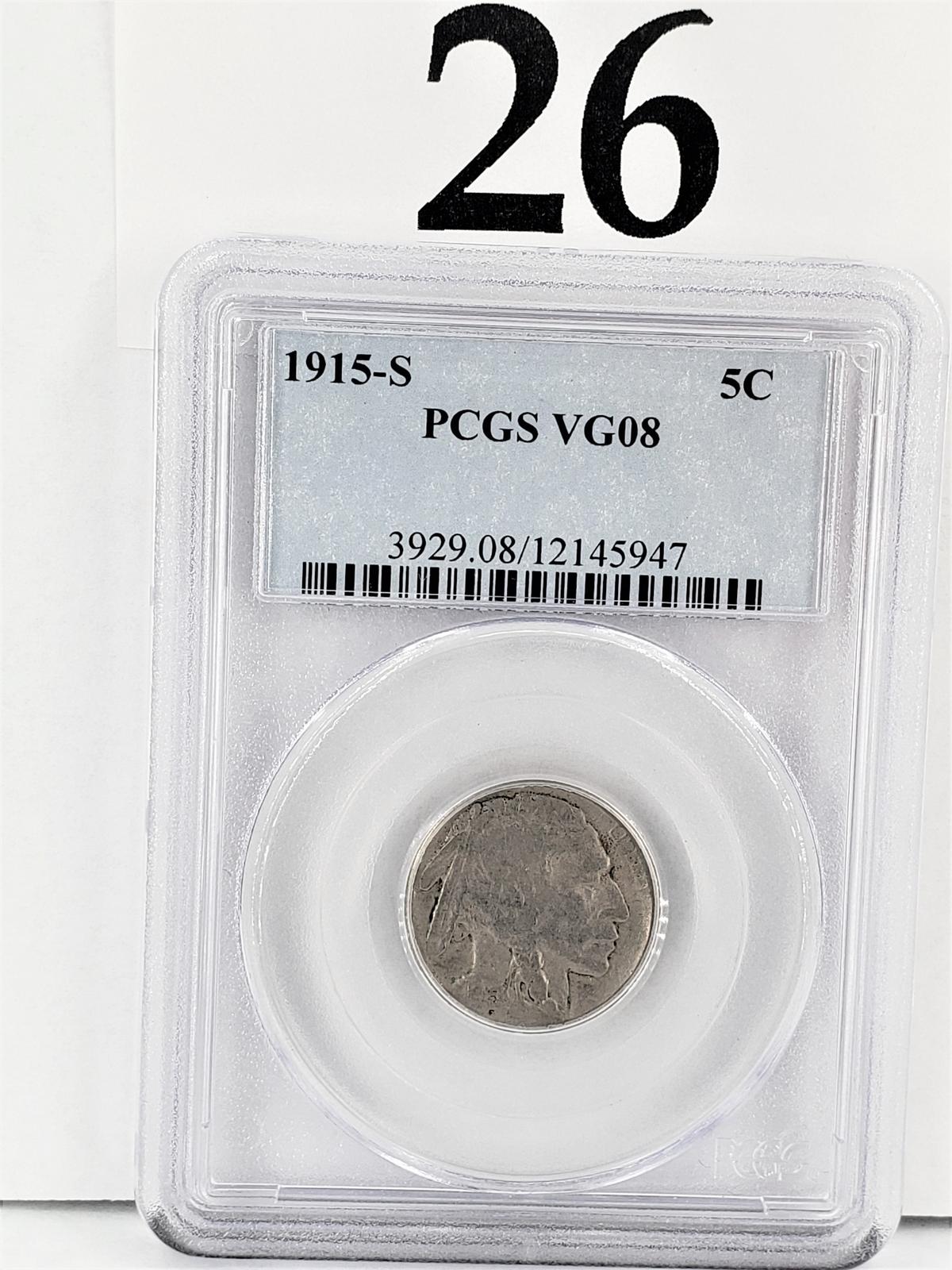 1915-S PCGS VG08 BUFFALO NICKEL