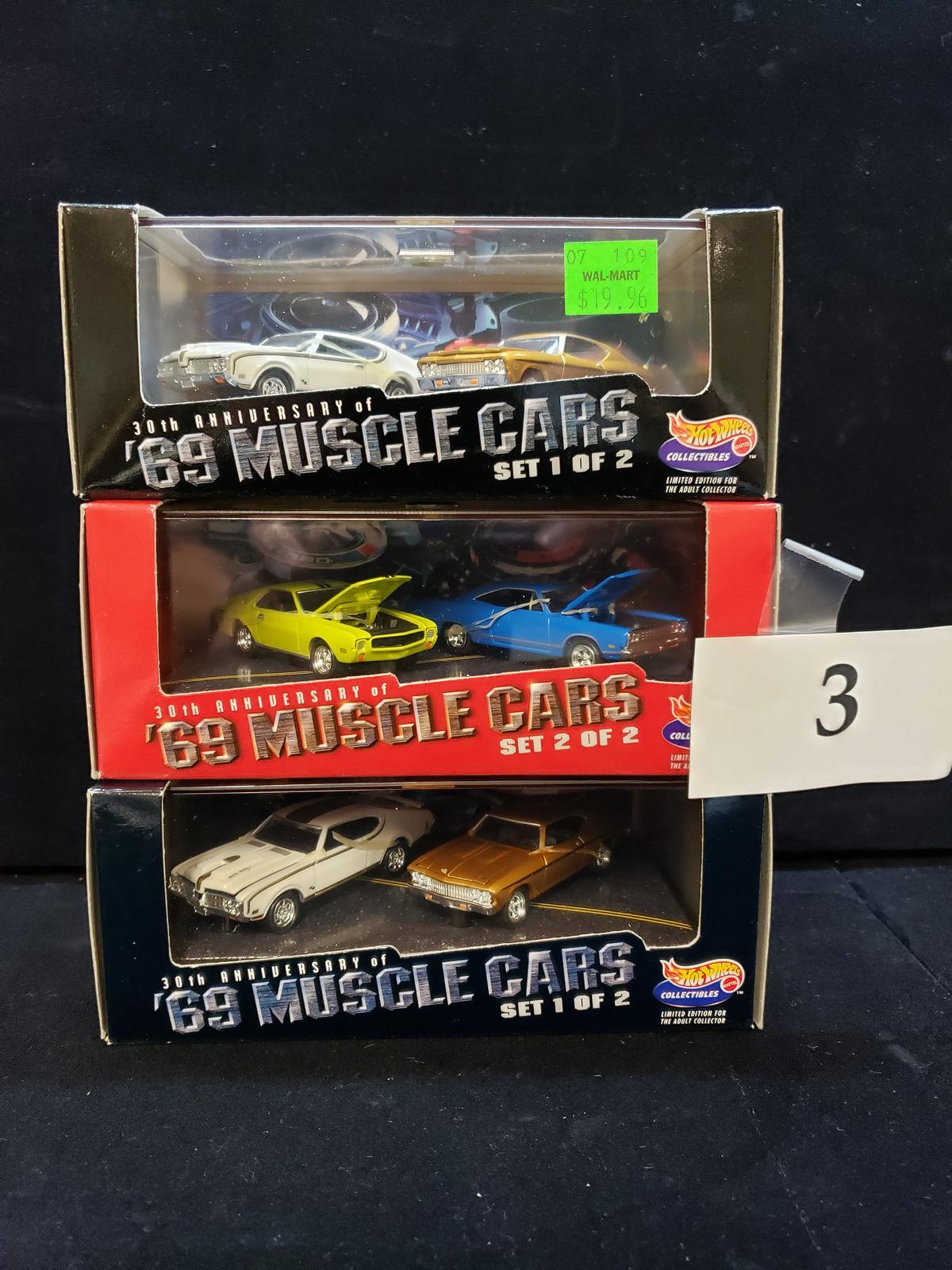 3 PC LOT OF HOT WHEELS '69 MUSCLE CARS 30TH ANNIVERSARY