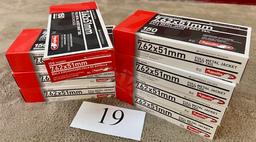 (8) BOXES AGUILA 7.62x51MM AMMO    160 ROUNDS TOTAL