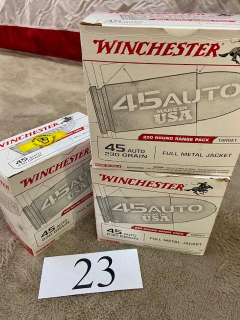 (3) BOXES WINCHESTER .45AUTO AMMO   600 TOTAL ROUNDS