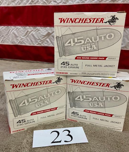 (3) BOXES WINCHESTER .45AUTO AMMO   600 TOTAL ROUNDS