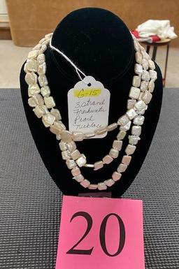 3 STRAND FRESHWATER PEARL NECKLACE