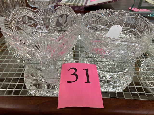 2PC CRYSTAL CENTER BOWLS