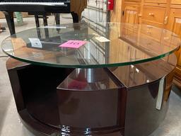 ROUND GLASS TOP COFFEE TABLE