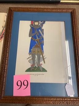 2PC FRAMED KNIGHT PRINT AND BOOK - "KNIGHTS OF THE MIDDLE AGES"