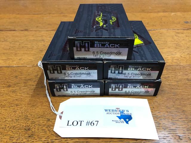 (5)  BOXES HORNADY BLACK 6.5 CREEDMOORE 140GN BTHP